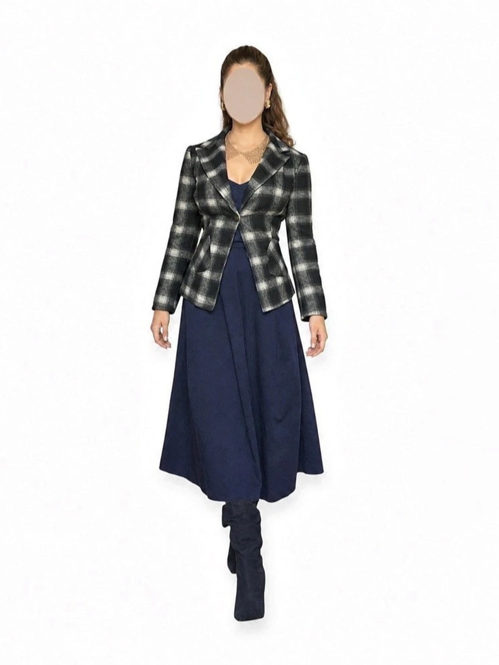 Rubber Ducky Productions, Inc. Plaid Blazer in Dark blue & White Size Medium